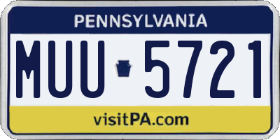 PA license plate MUU5721