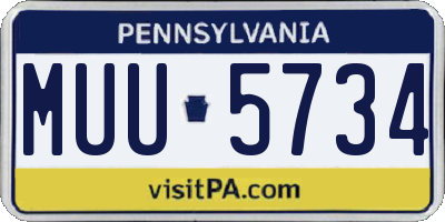 PA license plate MUU5734