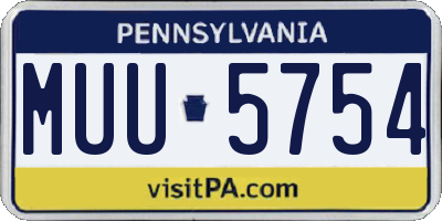PA license plate MUU5754