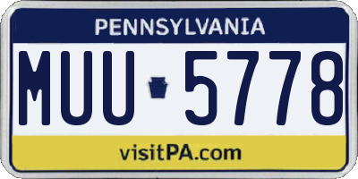 PA license plate MUU5778