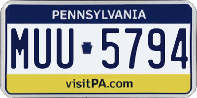 PA license plate MUU5794