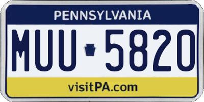 PA license plate MUU5820