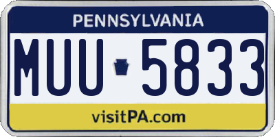 PA license plate MUU5833