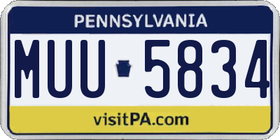PA license plate MUU5834