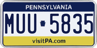 PA license plate MUU5835