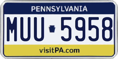 PA license plate MUU5958