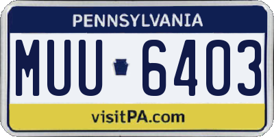 PA license plate MUU6403