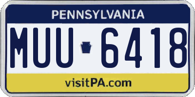 PA license plate MUU6418