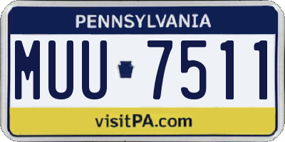 PA license plate MUU7511