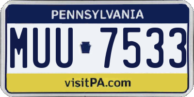 PA license plate MUU7533