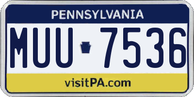 PA license plate MUU7536