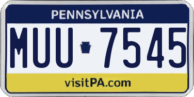 PA license plate MUU7545