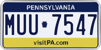 PA license plate MUU7547