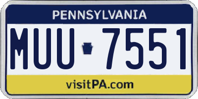PA license plate MUU7551