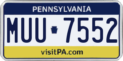 PA license plate MUU7552