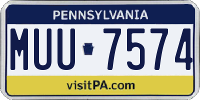 PA license plate MUU7574