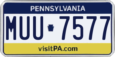 PA license plate MUU7577