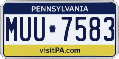 PA license plate MUU7583