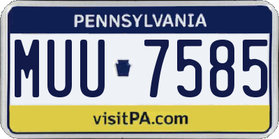 PA license plate MUU7585