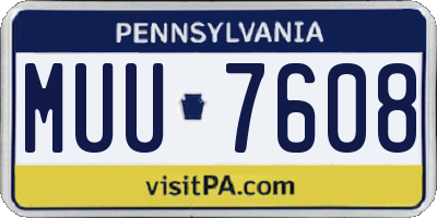 PA license plate MUU7608
