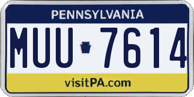 PA license plate MUU7614