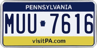 PA license plate MUU7616