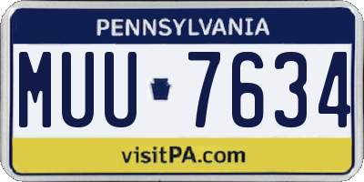 PA license plate MUU7634