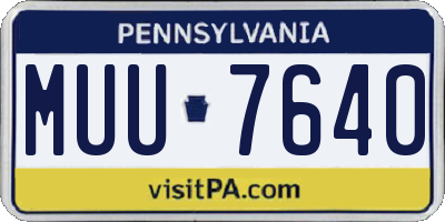 PA license plate MUU7640
