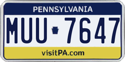 PA license plate MUU7647