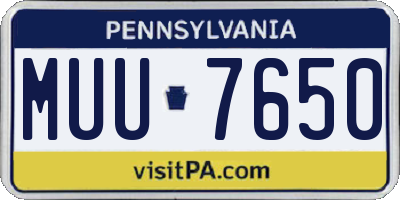 PA license plate MUU7650