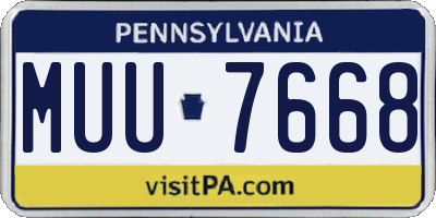 PA license plate MUU7668