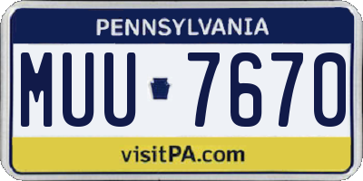 PA license plate MUU7670