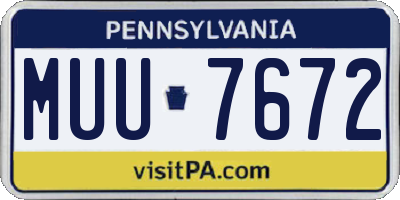 PA license plate MUU7672