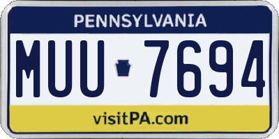 PA license plate MUU7694