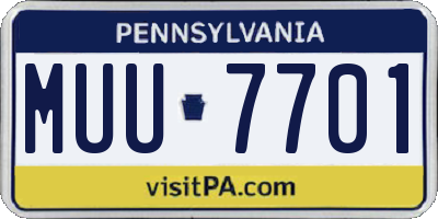 PA license plate MUU7701