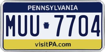 PA license plate MUU7704