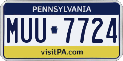 PA license plate MUU7724