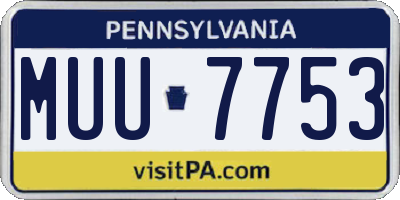 PA license plate MUU7753