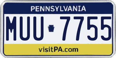 PA license plate MUU7755