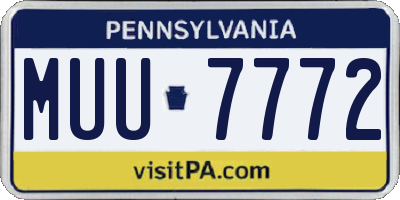 PA license plate MUU7772