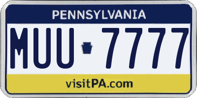 PA license plate MUU7777