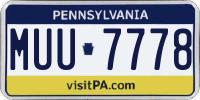PA license plate MUU7778