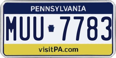 PA license plate MUU7783