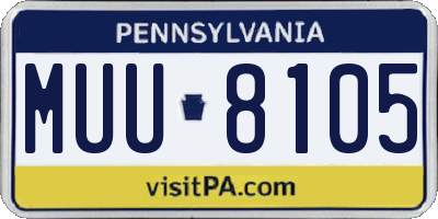 PA license plate MUU8105