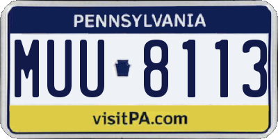 PA license plate MUU8113