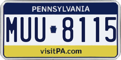 PA license plate MUU8115