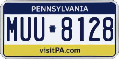 PA license plate MUU8128