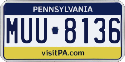 PA license plate MUU8136
