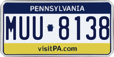 PA license plate MUU8138