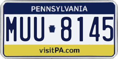 PA license plate MUU8145